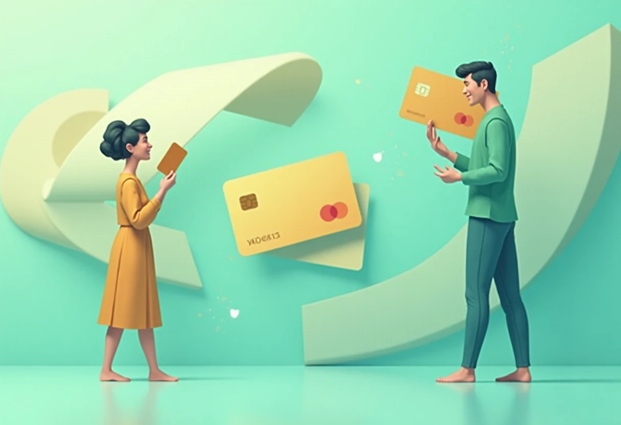 Business partners analyzing credit card benefits