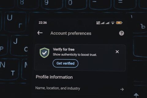 Close-up of a smartphone screen displaying account verification alert. Ideal for security and authenticity themes.